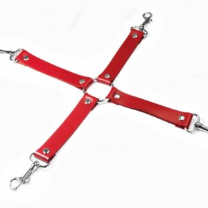 Хрестовина Feral Feelings - 4 Way Connector, натуральна шкіра, червона (м'ята упаковка!!!)