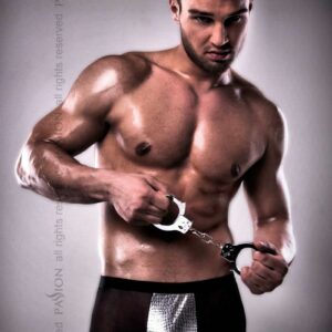 Розпродаж!!! Чоловічі шорти з блискучим гульфіком Passion 002 SHORT black L/XL