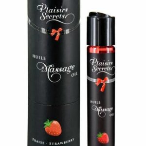 Масажна олія Plaisirs Secrets Strawberry (59 мл) з афродизіаками, їстівна, подарункова упаковка