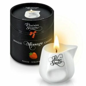 Масажна свічка Plaisirs Secrets Strawberry (80 мл) подарункова упаковка, керамічний посуд