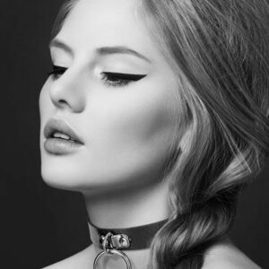 Чокер з кільцем для повідця Bijoux Pour Toi - FETISH Black, екошкіра