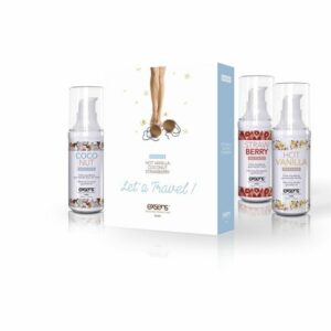 Набір зігріваючих  масажних олій EXSENS Lets Travel (3х30 мл): кокос, полуниця і ваніль