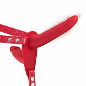 Подвійний страпон з вібрацією Fetish Tentation Vibrating Strap-On with Double Dildo Red