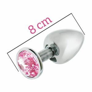 Металева анальна пробка з рожевим кристалом MAI Attraction Toys №73 (м'ята упаковка)