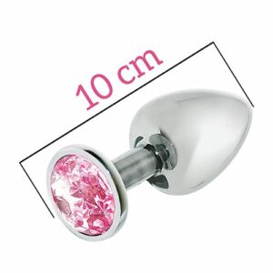 Металева анальна пробка з рожевим кристалом MAI Attraction Toys №74 (м'ята упаковка)