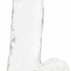 Прозорий фалоімітатор на присосці ADDICTION — Clear Dildo with Balls 6″, віброкуля в подарунок