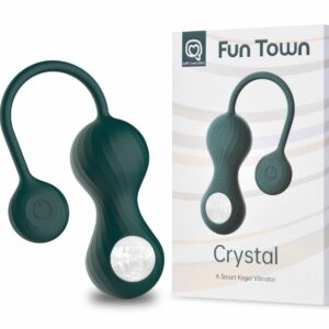 Вагінальні смарт-кульки з вібрацією Fun Town Crystal, з прозорою скляною кулею