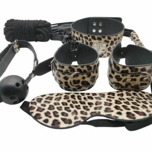Набір MAI BDSM STARTER KIT Nº 75 Leopard: батіг, кляп, наручники, маска, нашийник, мотузка, затискач