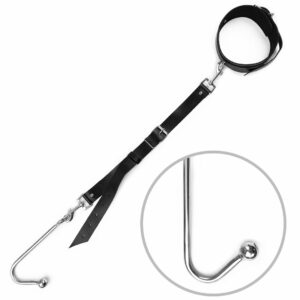 Анальний гак із нашийником з натуральної шкіри Art of Sex - Anal hook, Чорний