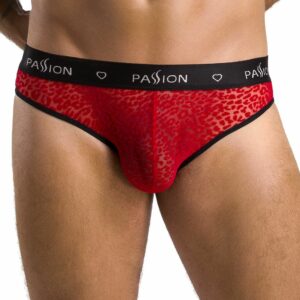 Чоловічі напівпрозорі труси Passion 031 Slip Mike S/M Red, під леопард
