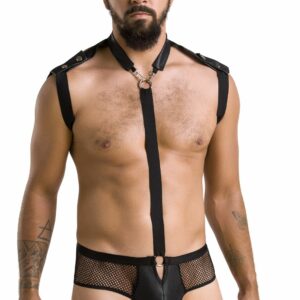 Комплект еротичної чоловічої білизни Passion 038 Set John L/XL Black, боді, кепка