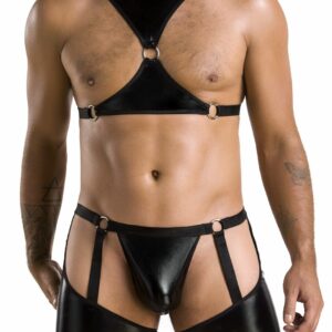 Комплект еротичної чоловічої білизни Passion 047 Set John L/XL Black, труси, портупея