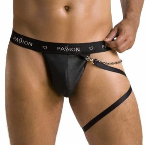 Чоловічі трусики танга з підв’язкою Passion 058 Thong Bill XXL/XXXL Black