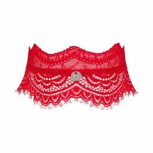 Широкий мереживний чокер Obsessive Bergamore choker, red