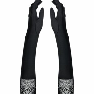 Високі рукавички з каменями та мереживом Obsessive Miamor gloves, black