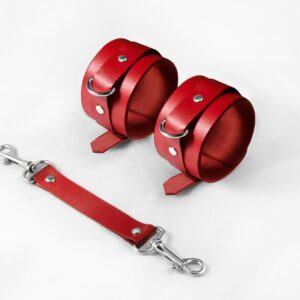 Наручники Feral Feelings - Hand Restraints, натуральна шкіра, червоні
