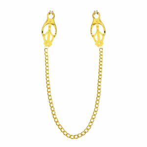 Затискачі для сосків з ланцюжком Feral Feelings – Clover nipple clamps, золото/білий