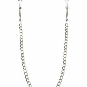 Тонкі затискачі для сосків з ланцюжком Feral Feelings - Chain Thin nipple clamps, срібло/чорний