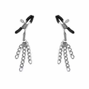 Затискачі для сосків з пензликами Feral Feelings - Nipple clamps Tassels, срібло/чорний